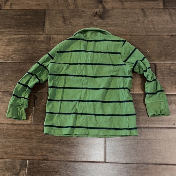 4/$20 boys, Old Navy Collared Long Sleeve Shirt​​​, green blue stripes - Picture 3 of 3